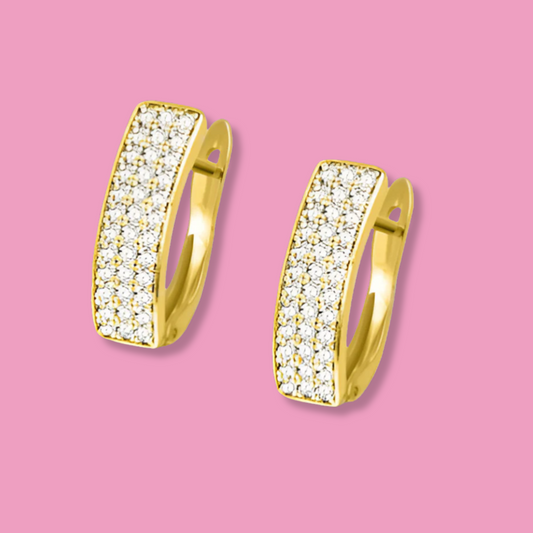 Aretes Barra Dorada Zirconias Chapa de Oro  1Y4