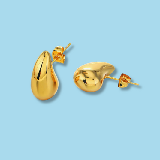 Aretes Gota Dorada 1.7cm Acero Inox  1S2