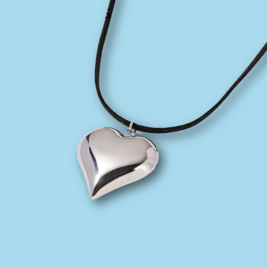 Collar Corazón Plateado Acero Inoxidable 2i6