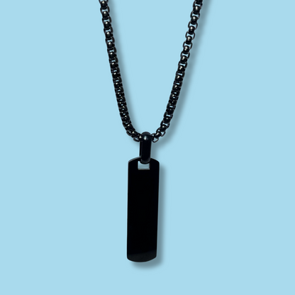 Collar y Placa Negra Hombre Acero Inoxidable 2H4