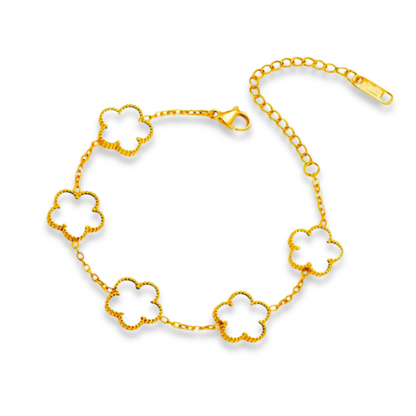 Pulsera Trébol Blanca Acero Inoxidable  1M4