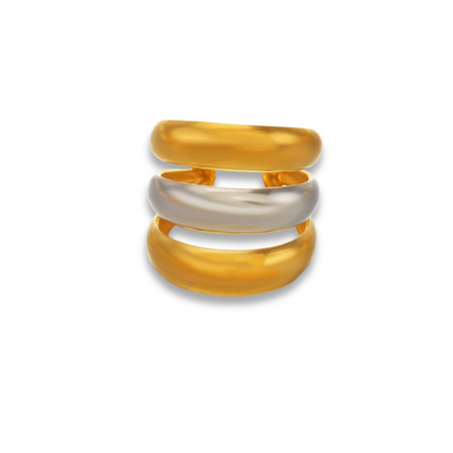 Anillo Oro-Plata Tres Aros Acero Inoxidable 1N1