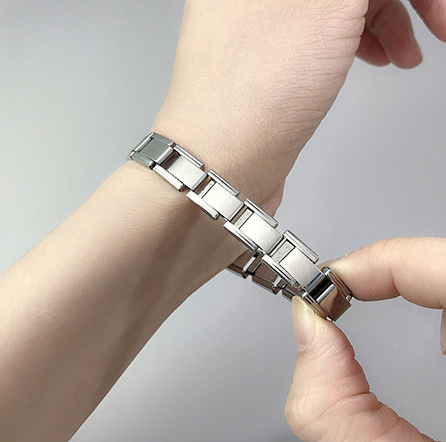 Pulsera Italiana Plateada 9mm Acero Inoxidable  1T3