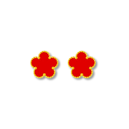 Aretes Trebol Rojo Acero Inoxidable  2A5