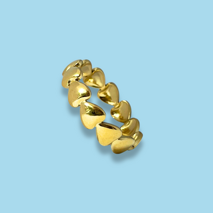 Anillo Dorado Ajustable Corazones Acero Inoxidable C633