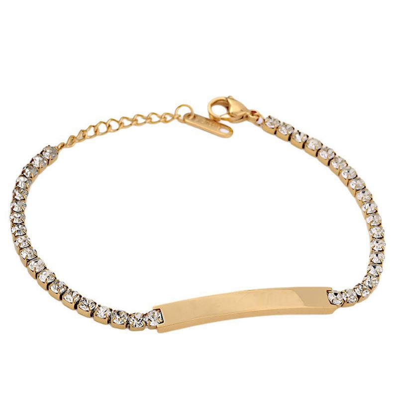 Pulsera Dorada Esclava con Zirconias Acero Inoxidable