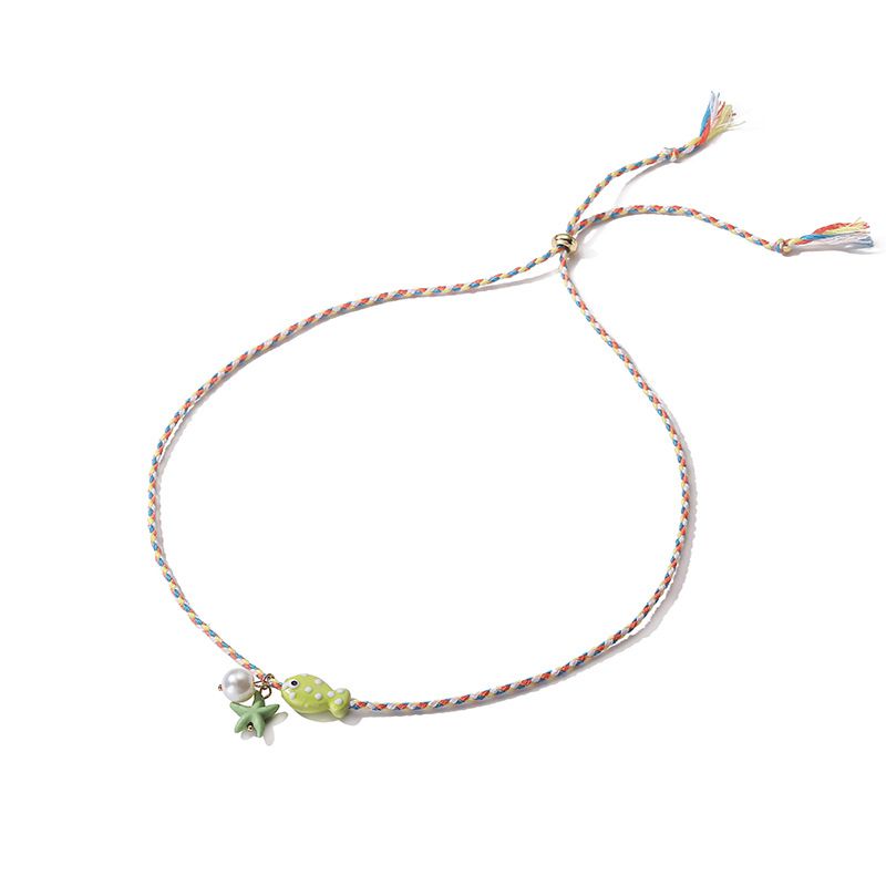 Collar de Hilo Pez y Estrella Verde Limón C623