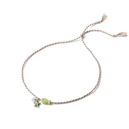 Collar de Hilo Pez y Estrella Verde Limón C623