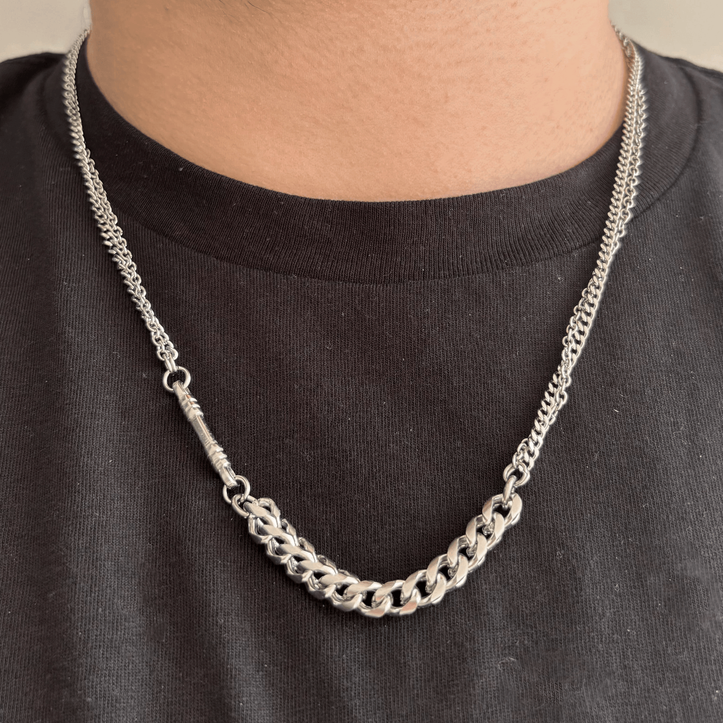 Collar Plateado de Caballero Acero Inoxidable 3D7