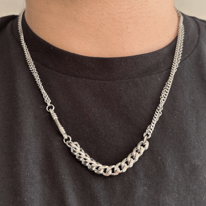 Collar Plateado de Caballero Acero Inoxidable 3D7