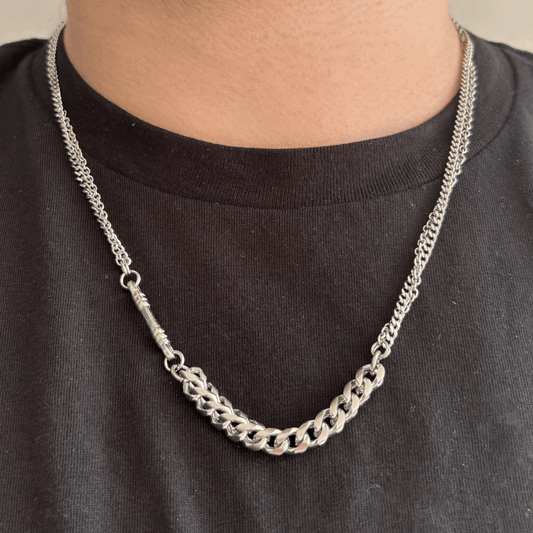 Collar Plateado de Caballero Acero Inoxidable 3D7