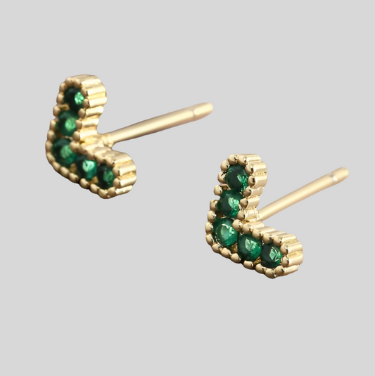 Aretes Mini Corazón Verde LI2
