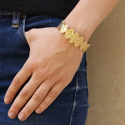 Pulsera Acero Inoxidable Corrugado Dorada  Li7