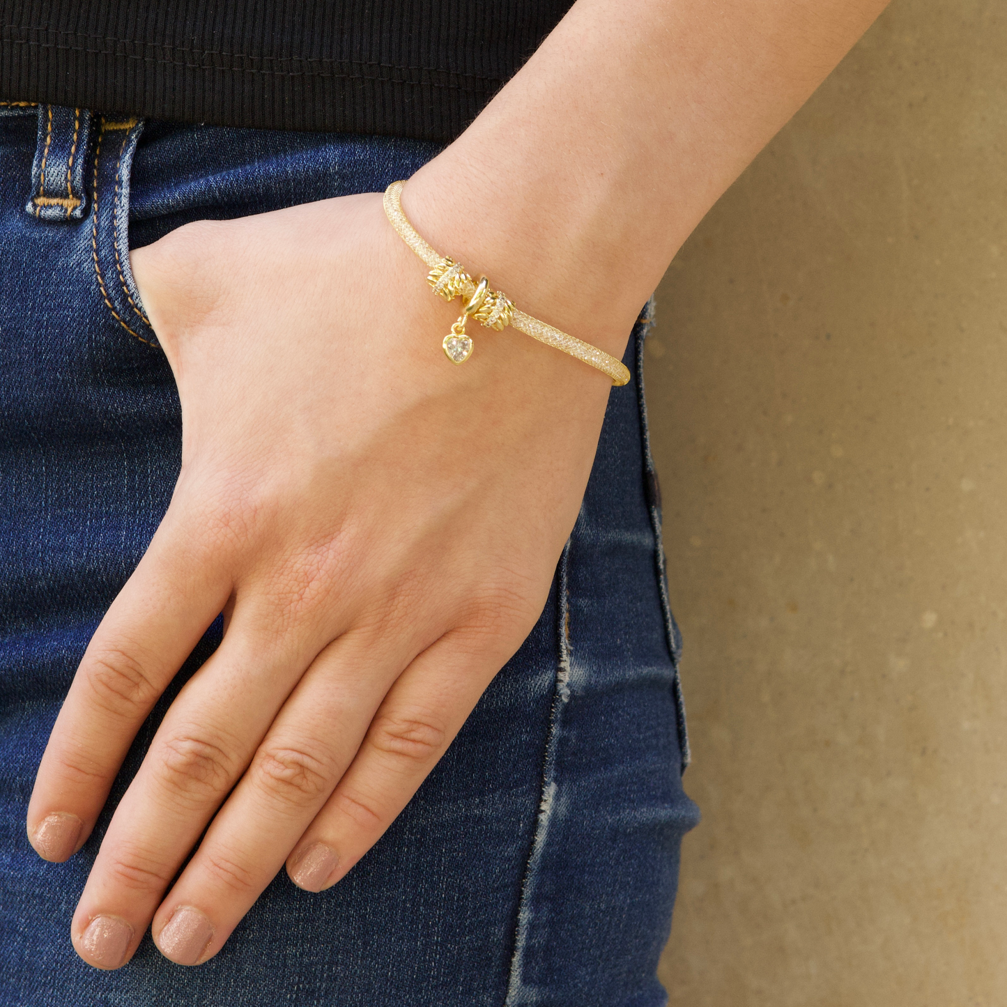 Pulsera Dorada Corazón Chapa de Oro  1i6