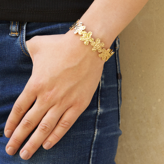 Pulsera Acero Inoxidable Corrugado Dorada  R26