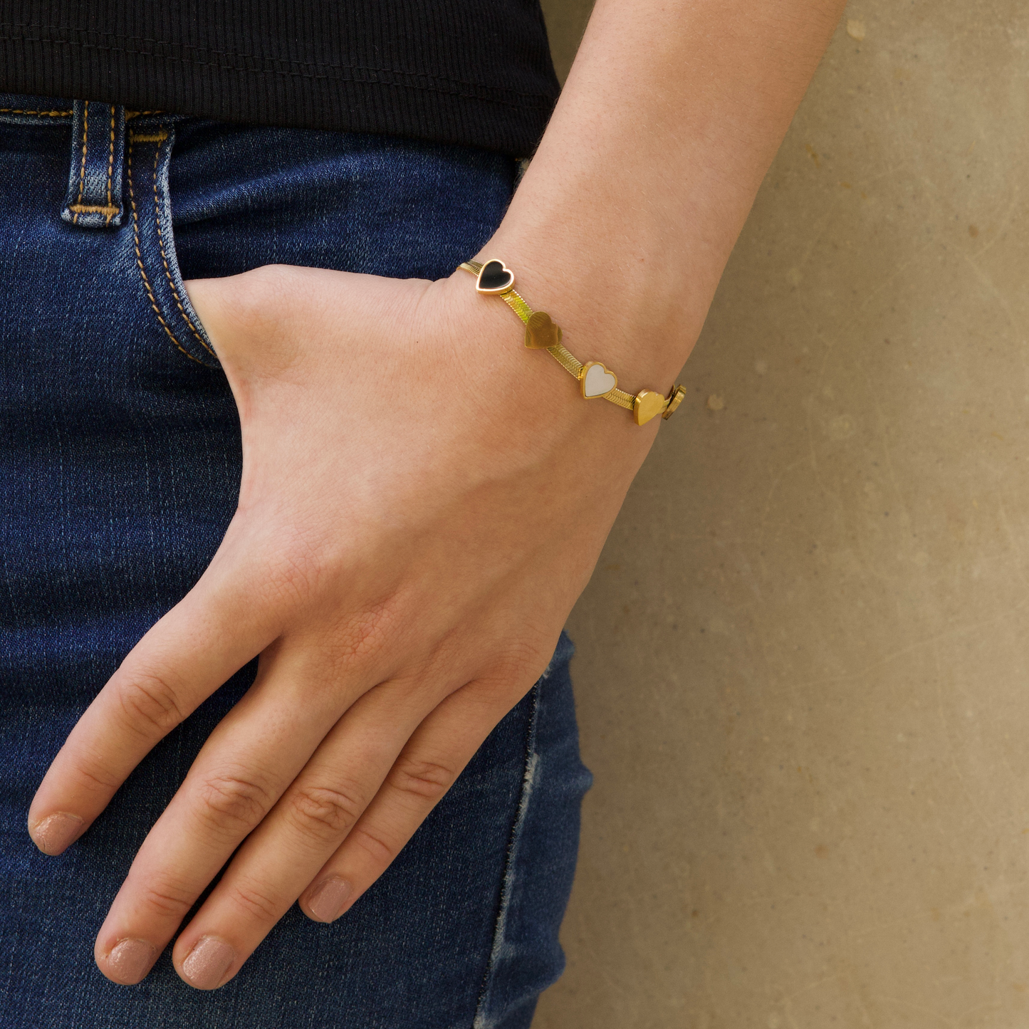 Pulsera Corazones Acero Inoxidable  1D1