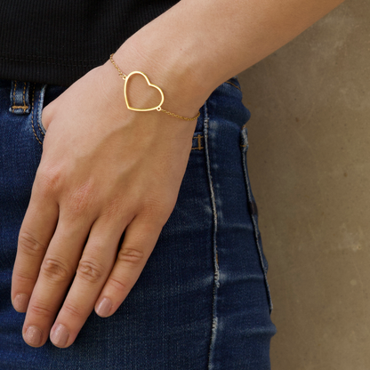 Pulsera Corazón  Dorado Acero Inoxidable 1G6