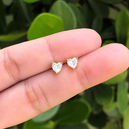 Aretes Corazon Blanco Chapa de Oro