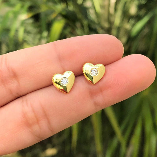 Aretes Corazón Chapa de Oro Az150
