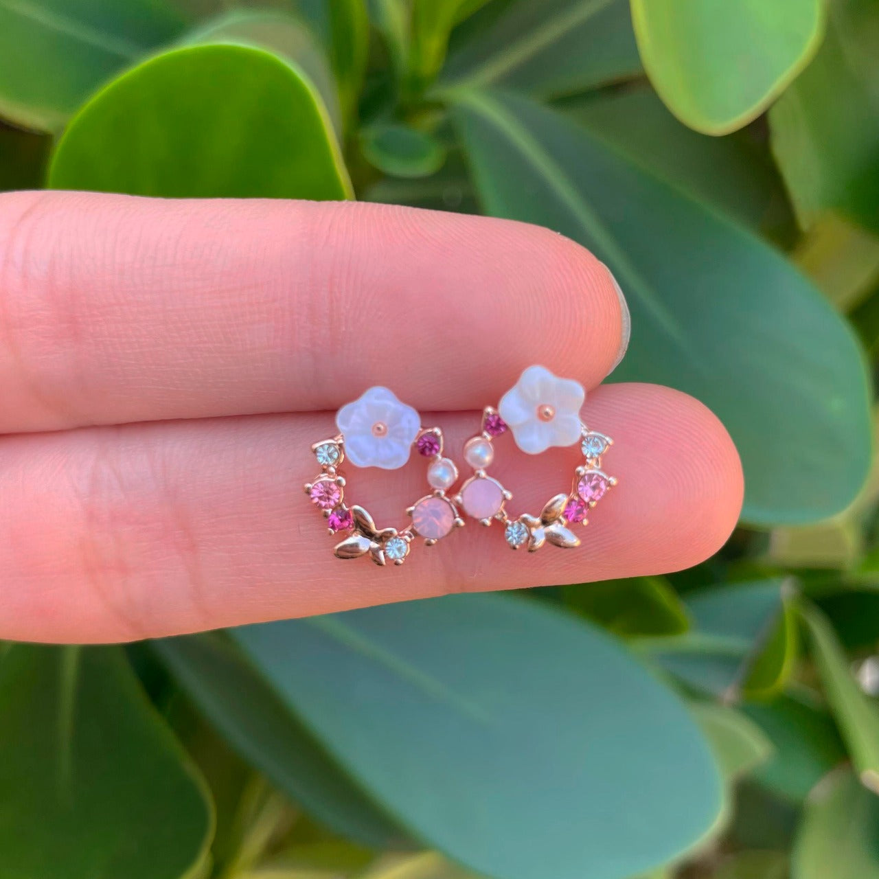 Aretes Mini Aro Flor Chapa de Oro 1F4