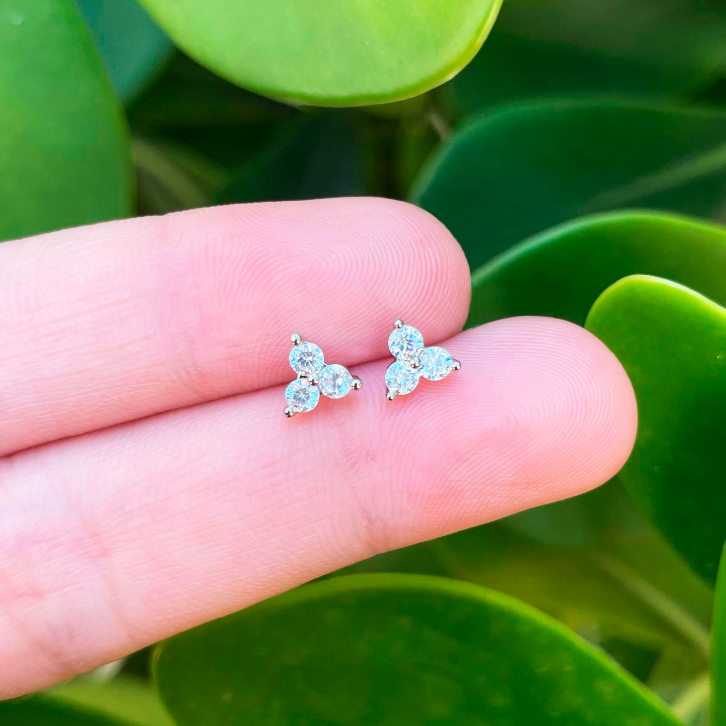 Aretes Trébol Chapa de Oro Plata Az435