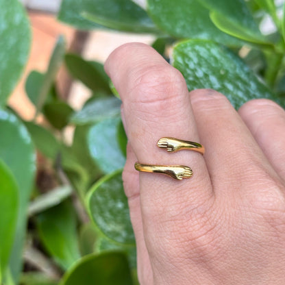 Anillo Ajustable Abrazo Dorado Acero Inoxidable 2J4