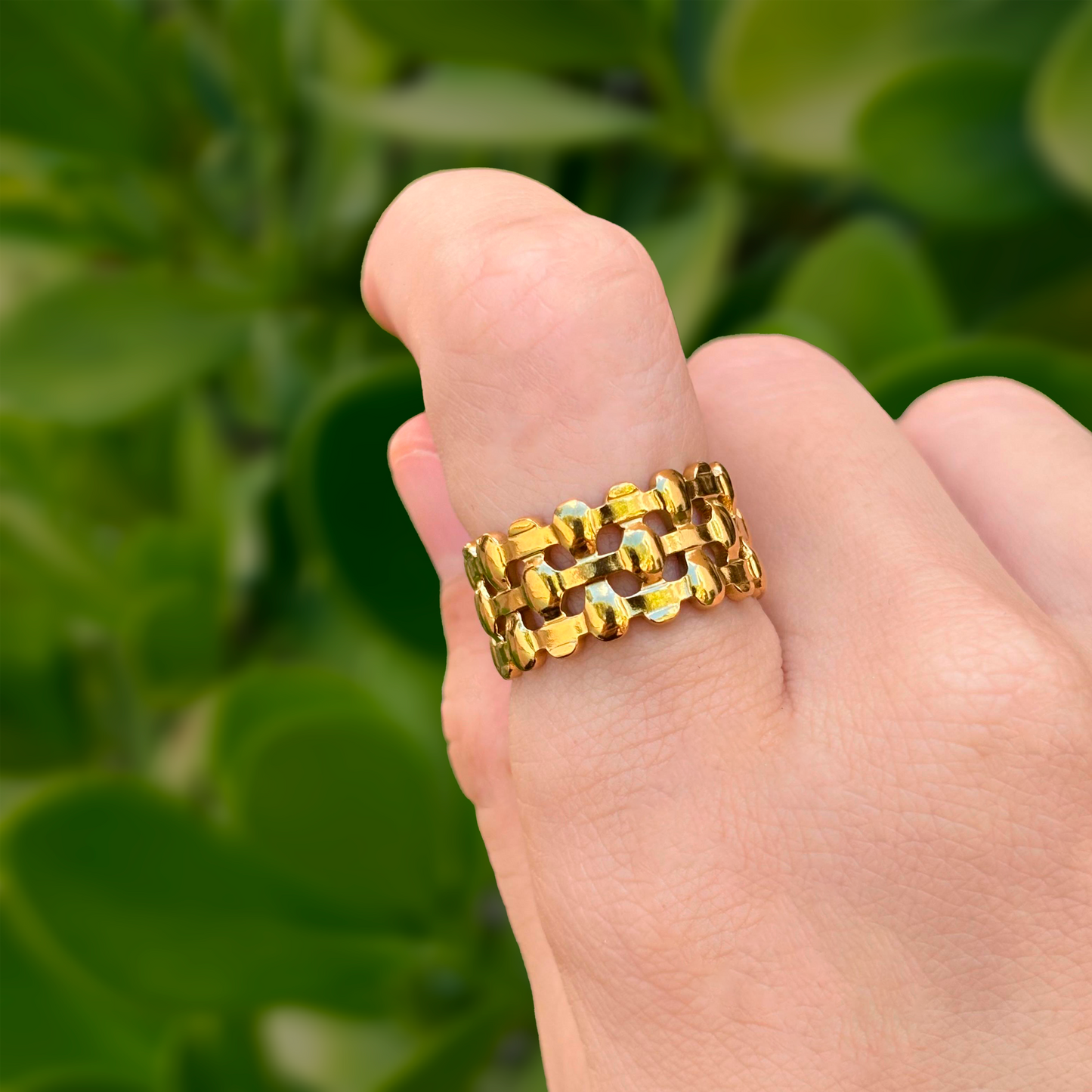 Anillo Dorado Reja Ajustable Acero Inoxidable 1F1