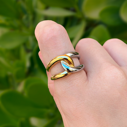 Anillo Oro-Plata Acero Inoxidable Talla 7 1W4