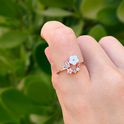 Anillo Bouquet Ajustable Chapa de Oro Rosa 1X4