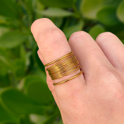 Anillo Dorado Alambre Acero Inoxidable  1Q7