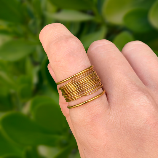 Anillo Dorado Alambre Acero Inoxidable  1Q7