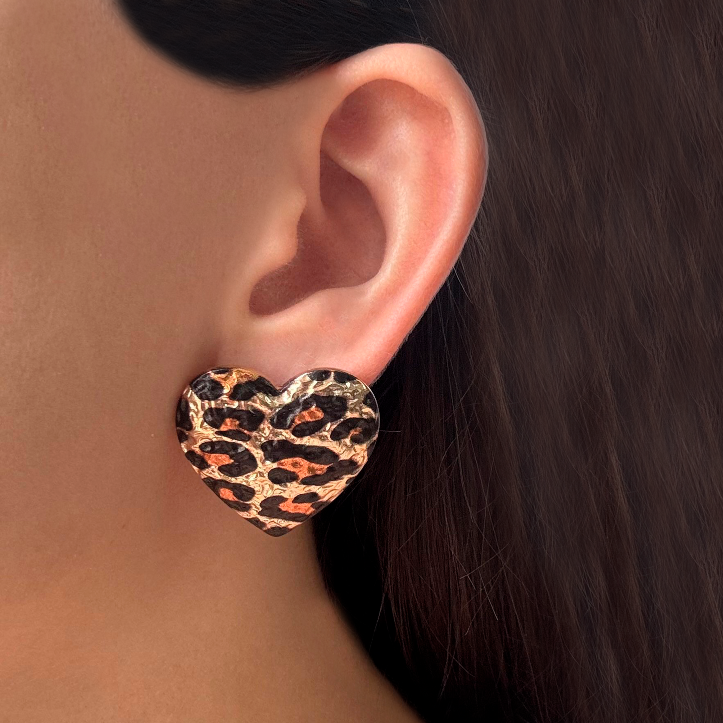 Aretes Corazón de Leopardo 1Y1