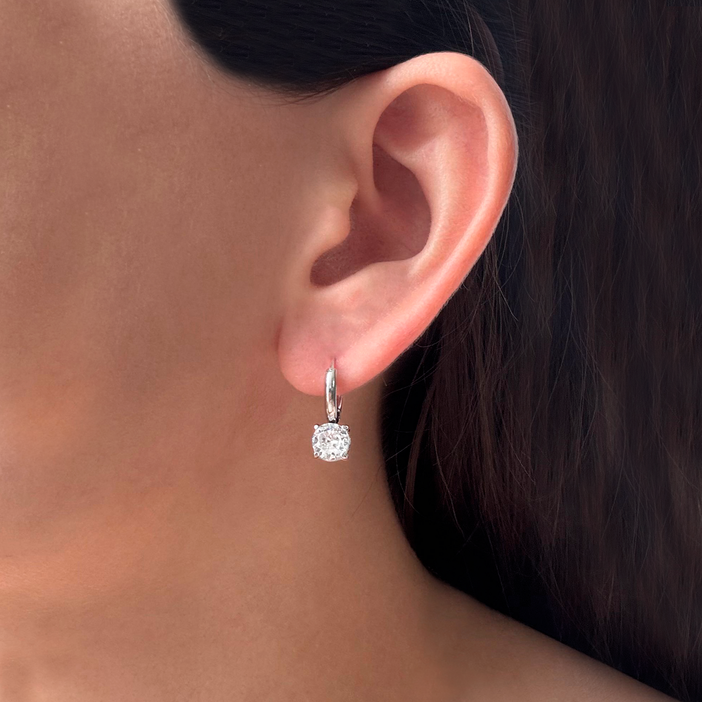 Aretes Plateados Zirconia  Acero Inoxidable 1X6