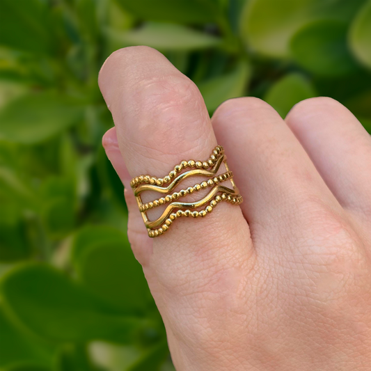 Anillo Dorado Ajustable Acero Inoxidable 1i5