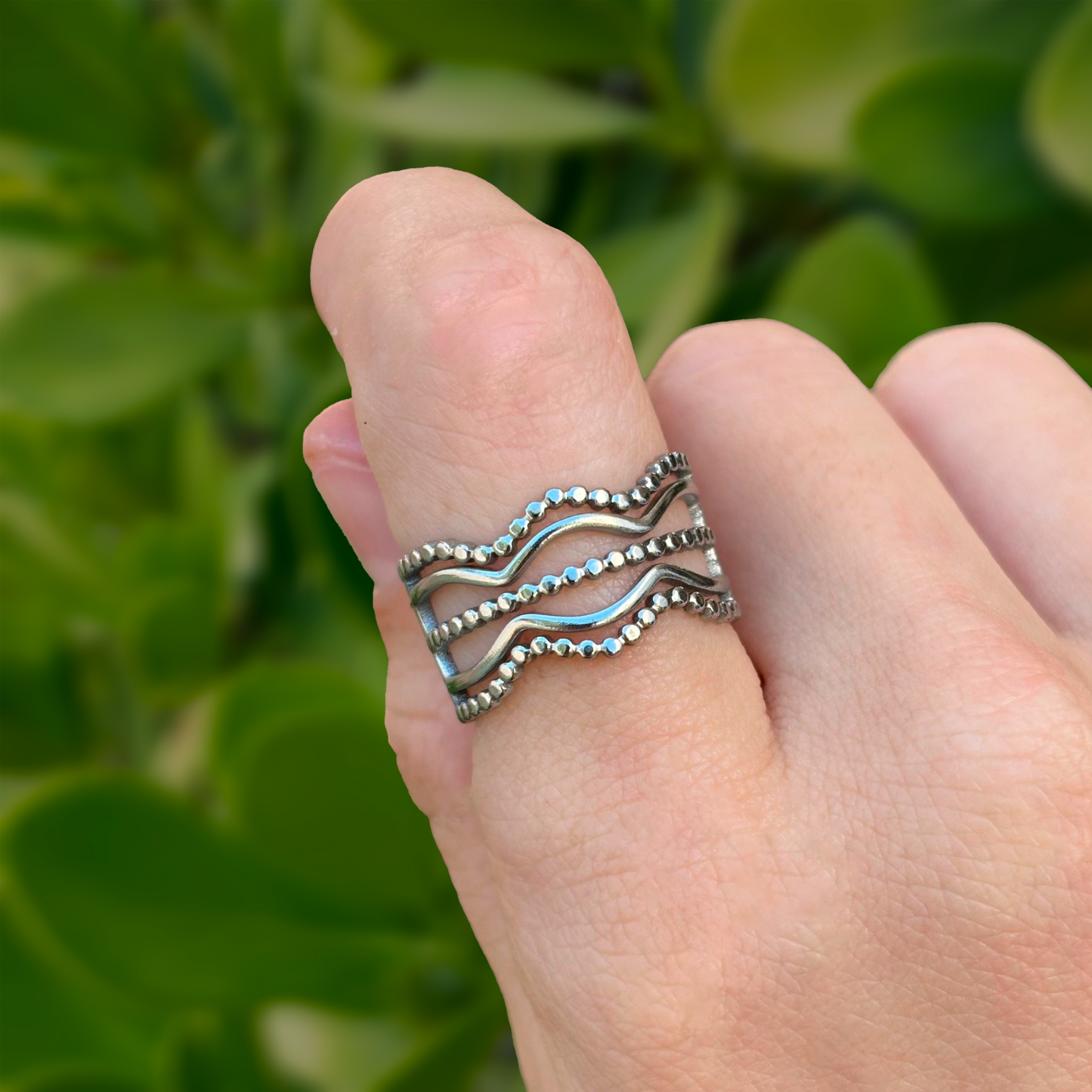 Anillo Plateado Ajustable Acero Inoxidable 2L5