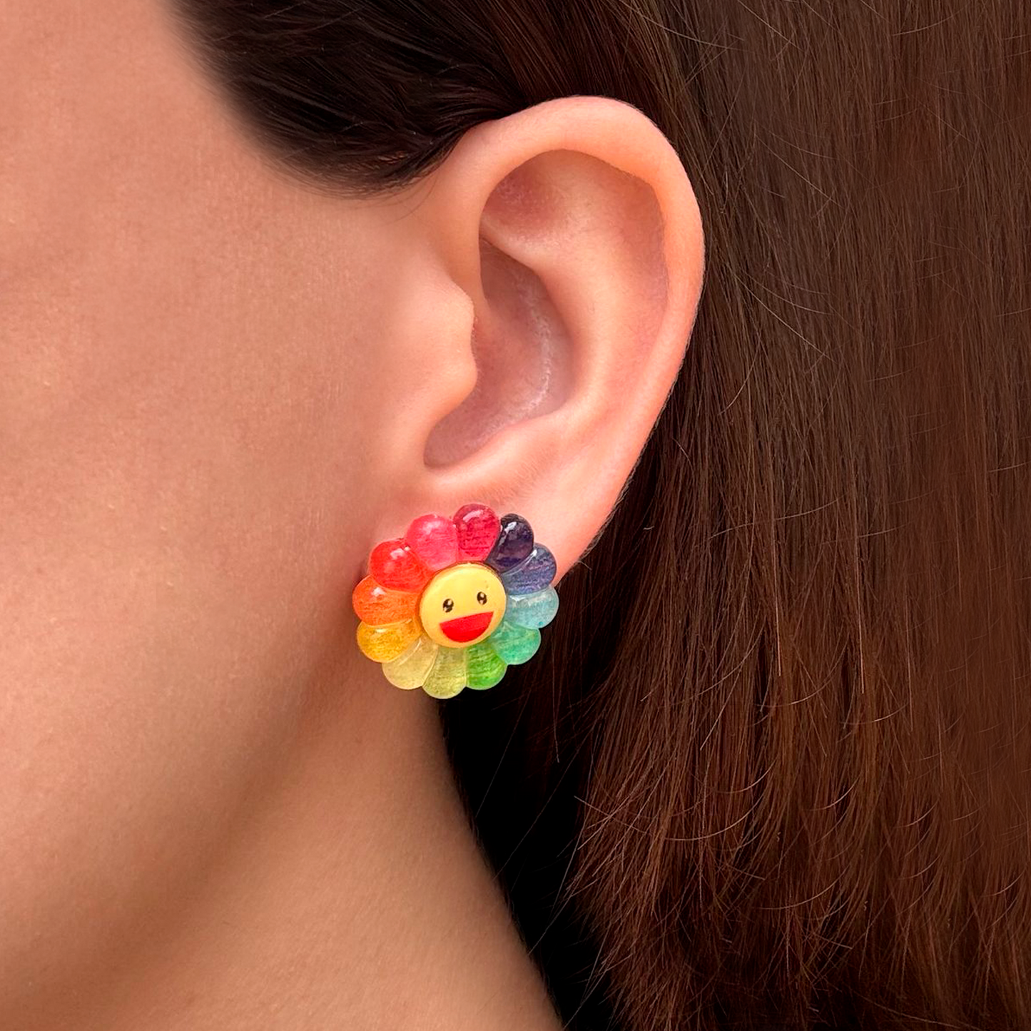 Aretes Flor Feliz de Colores 1M1