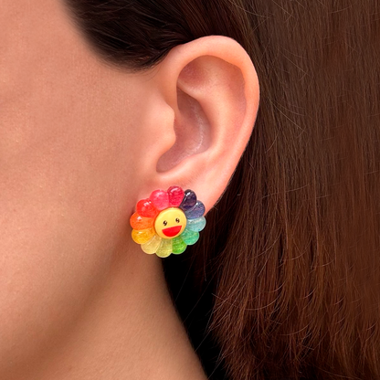 Aretes Flor Feliz de Colores 1M1