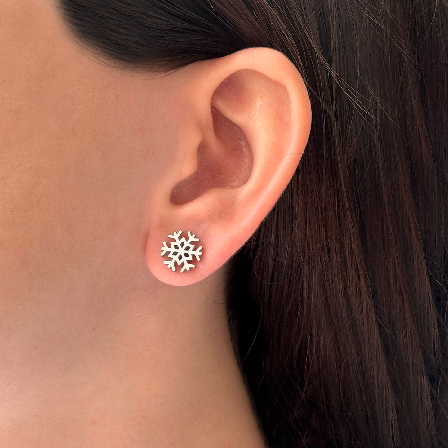 Aretes Plateado Mini Copo de Nieve Acero Inox    3L4