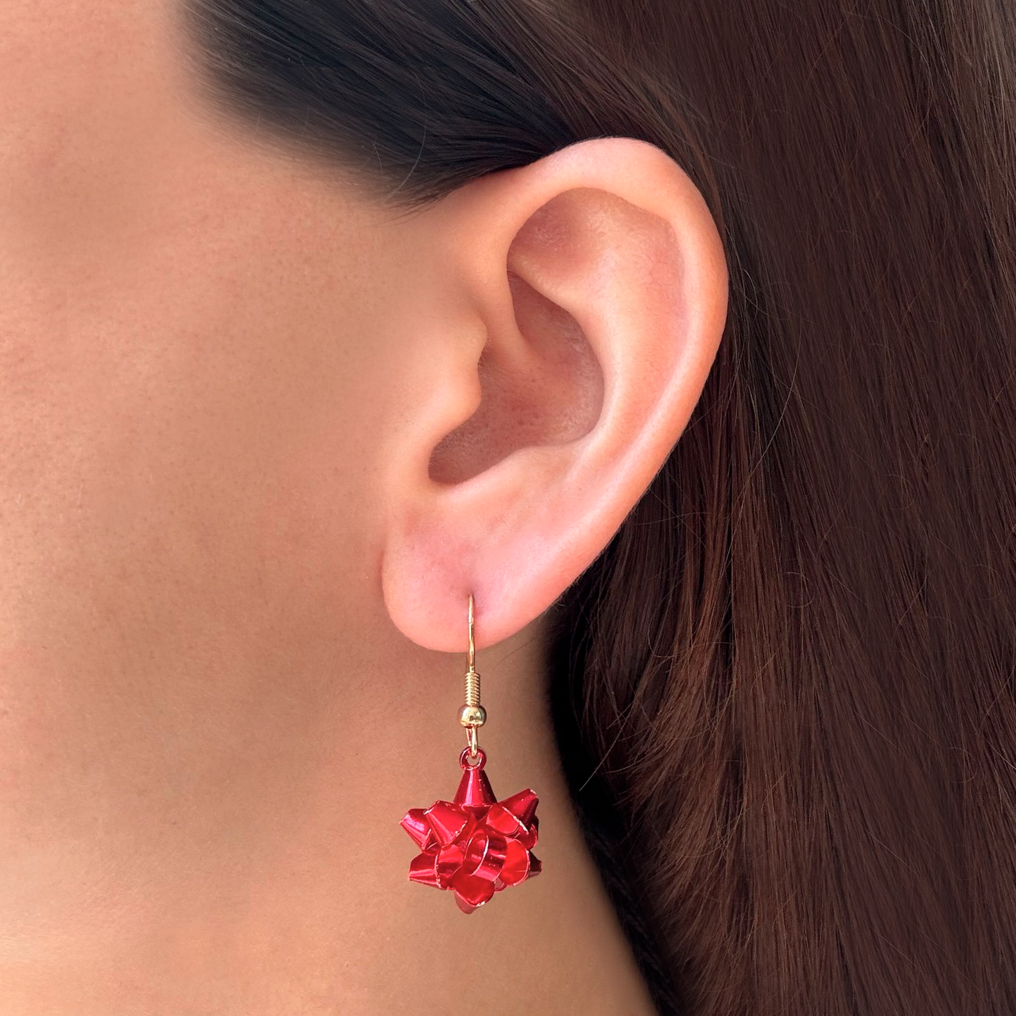 Aretes Moño de Regalo Rojo  3g4