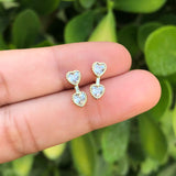 Aretes 2 Corazones Chapa de Oro Az249