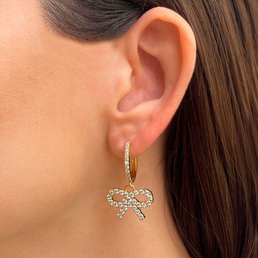 Aretes Arracada Lazo Chapa de Oro C605
