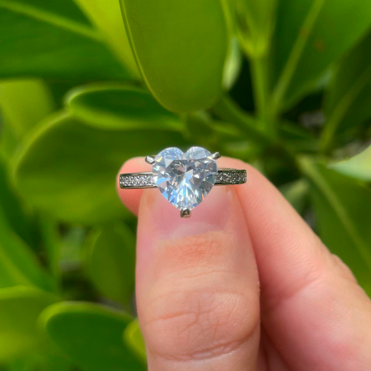Anillo Corazón Plateado Chapa de Oro