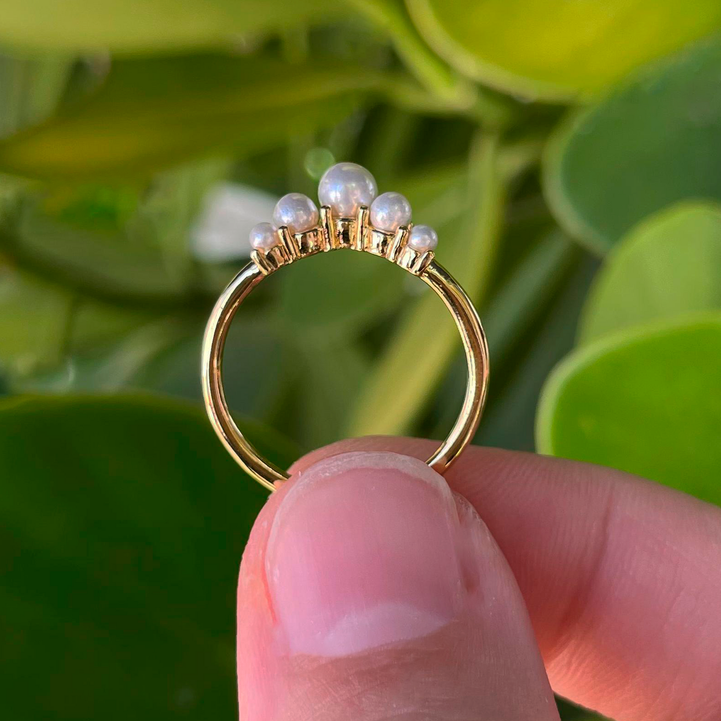 Anillo Perlitas Chapa de Oro
