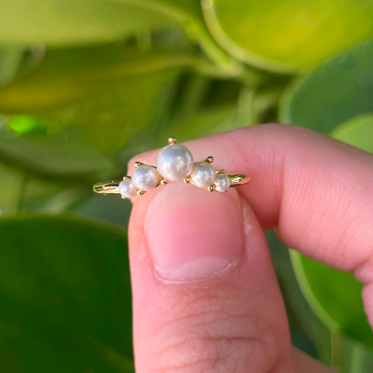 Anillo Perlitas Chapa de Oro