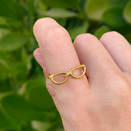 Anillo Dorado Lentes Ajustable Acero Titanium 3G5