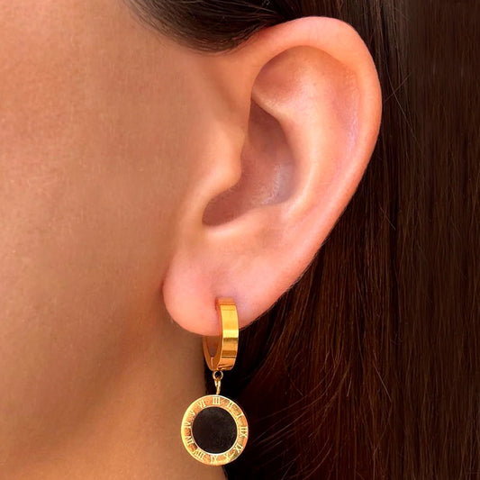 Aretes Arracada Negros Acero Inoxidable 1K5
