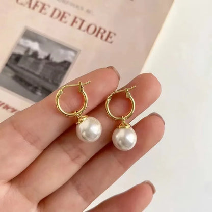 Aretes Dorado y Perla  1W2