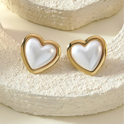 Aretes Corazón Blanco Acero Inoxidable  2o4