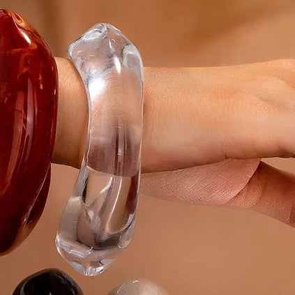 Pulsera Gruesa Acrílico Transparente  2D8