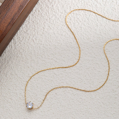 Collar Dorado con Zirconia Acero Inoxidable 1N1